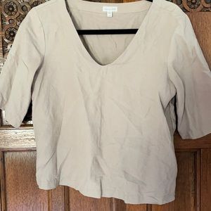 Garnett Hill short sleeve silk linen top